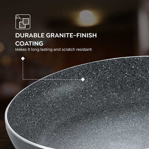 Prestige Omega Deluxe Granite Alpha 3 Piece BYK Non-Stick Cookware Set – PFOA Free Durable Cookware