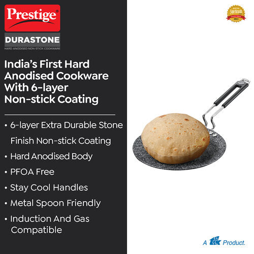 Prestige Durastone Hard Anodised 6 Layer Non-Stick Concave Tawa