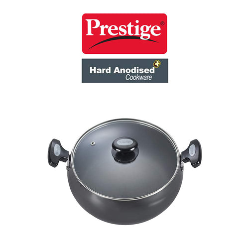Prestige Hard Anodised Plus Sauce Pan with Glass Lid – Gas & Induction Compatible Cookware
