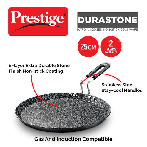 Prestige Durastone Hard Anodised 6 Layer Non-Stick Omni Tawa