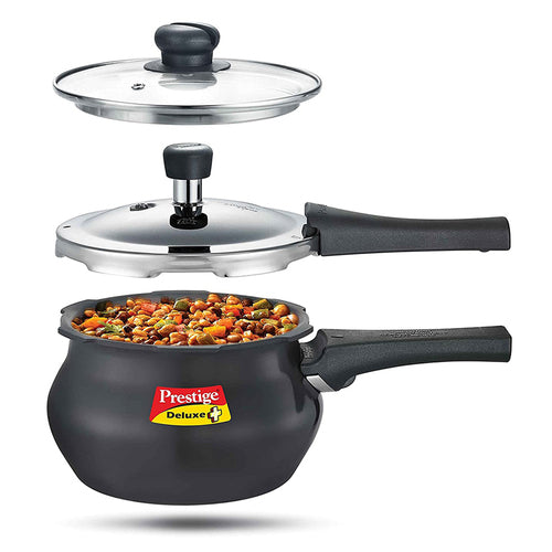 Prestige Deluxe Duo Plus Hard Anodised Pressure Handi with Glass Lid