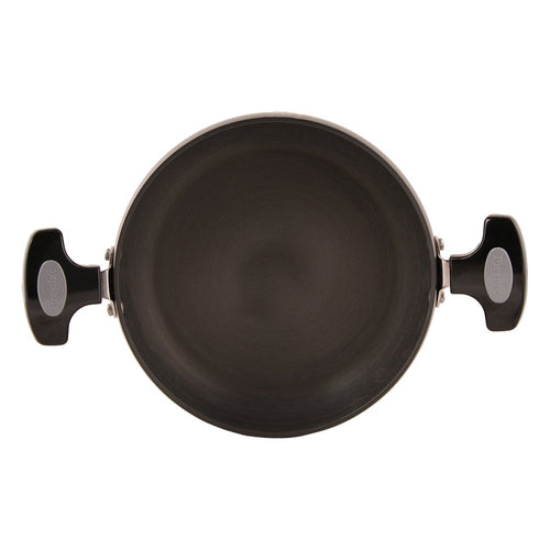 Prestige Hard Anodised Plus Saute Pan with Glass Lid – Durable Black Non-Stick Cookware