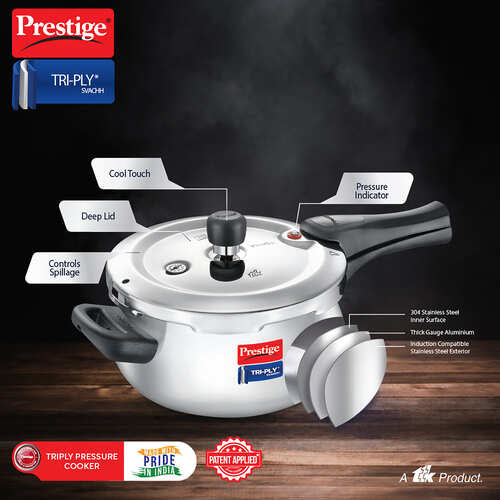 Prestige Svachh Tri-Ply Outer Lid Pressure Cooker