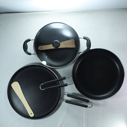 Janta Steel Non-Stick Cookware 3 Pcs Set