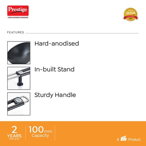 Prestige Hard Anodised Tadka Pan – Durable Gas & Induction Compatible Cookware