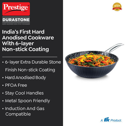 Prestige Durastone Hard Anodised 6 Layer Non-Stick Wok