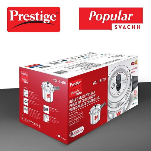 Prestige Popular Svachh Virgin Aluminium Spillage Control Pressure Cooker