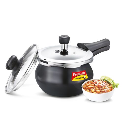 Prestige Deluxe Duo Plus Hard Anodised Pressure Handi with Glass Lid