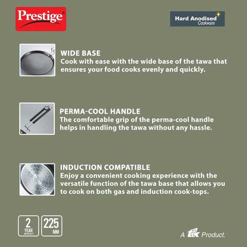 Prestige Hard Anodised Plus Roti Tawa – Durable Black Non-Stick Flat Cookware