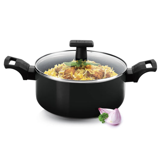 Milton Pro Cook Granito Induction Biryani Pot with Glass Lid