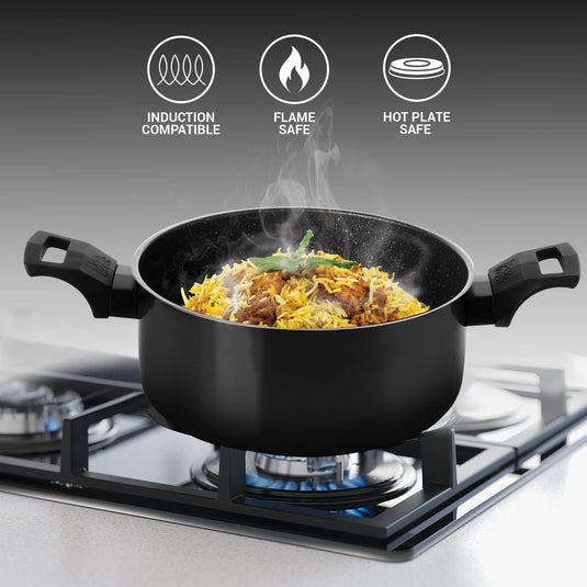Milton Pro Cook Granito Induction Biryani Pot with Glass Lid