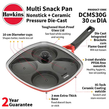 Die Cast Multi Snack Pan 30 cm with Glass Lid