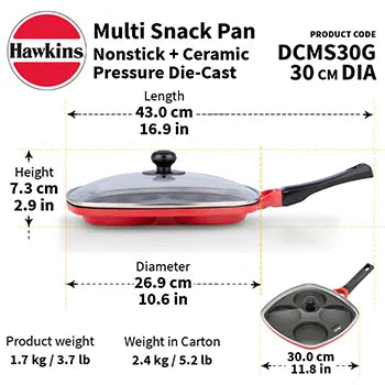 Die Cast Multi Snack Pan 30 cm with Glass Lid