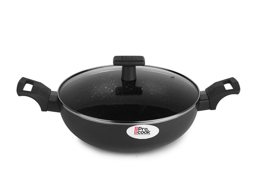 Milton Pro Cook Granito Induction Kadhai with Glass Lid