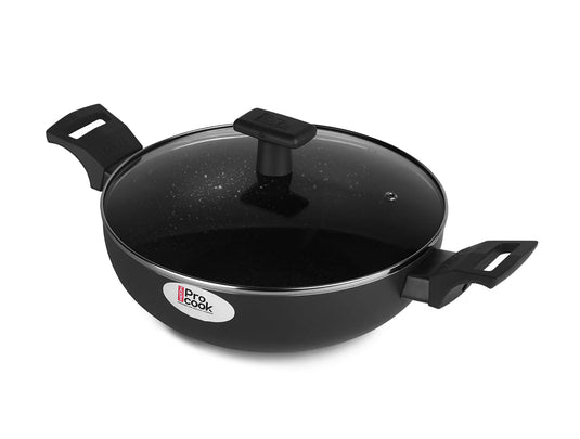 Milton Pro Cook Granito Induction Kadhai with Glass Lid