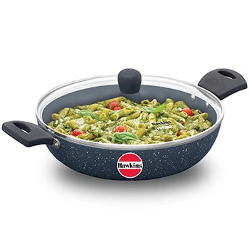 Hawkins Induction Compatible Ceramic Nonstick Pasta Pan 26 cm with Glass Lid