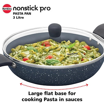 Hawkins Induction Compatible Ceramic Nonstick Pasta Pan 26 cm with Glass Lid