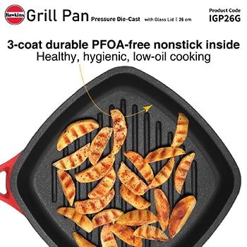 Die Cast Grill Pan with Glass Lid