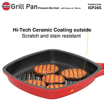 Die Cast Grill Pan with Glass Lid