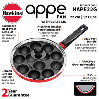 Hawkins Die Cast Appe Pan , 12 Cups with Glass lid