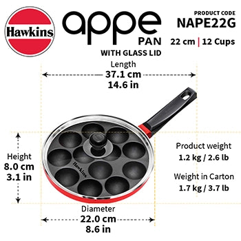 Hawkins Die Cast Appe Pan , 12 Cups with Glass lid