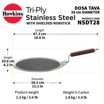 Induction Compatible SS Tri-ply Dosa Tava with Shielded Nonstick