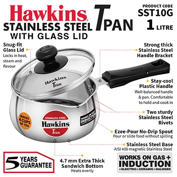 Stainless Steel T PAN with Glass lid