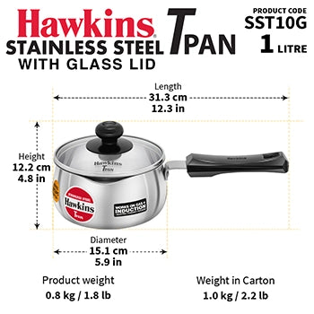 Stainless Steel T PAN with Glass lid