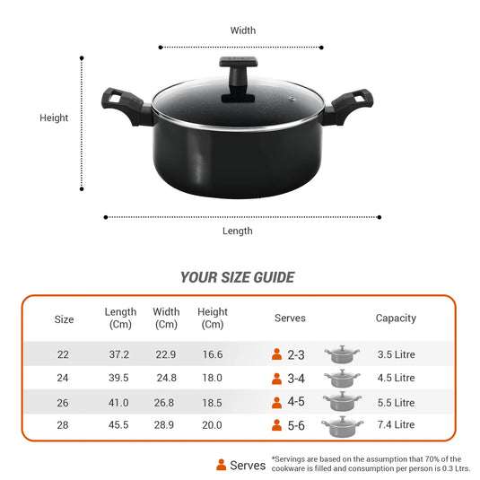 Milton Pro Cook Granito Induction Biryani Pot with Glass Lid